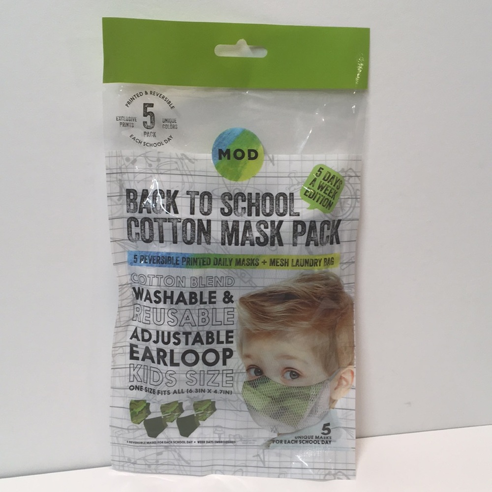 Boys 5 Face Masks Set / Washable